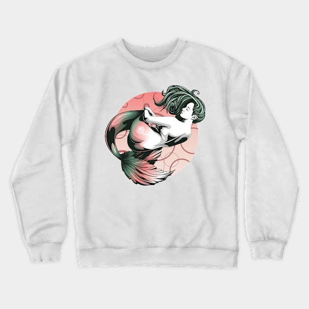 Red and Green Mermaid Crewneck Sweatshirt by redappletees